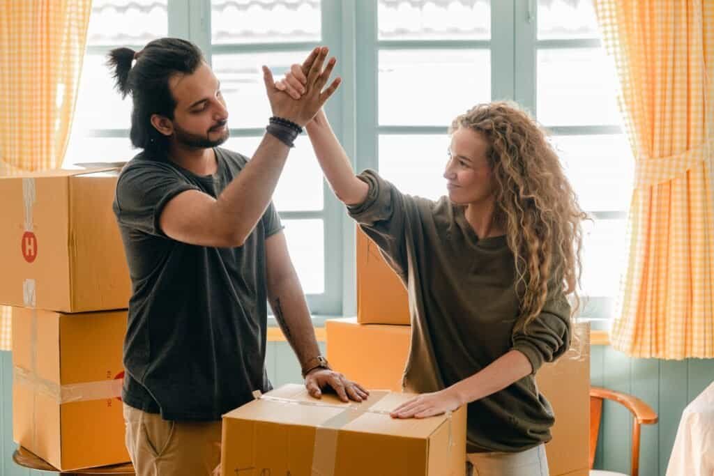 couple celebrating moving